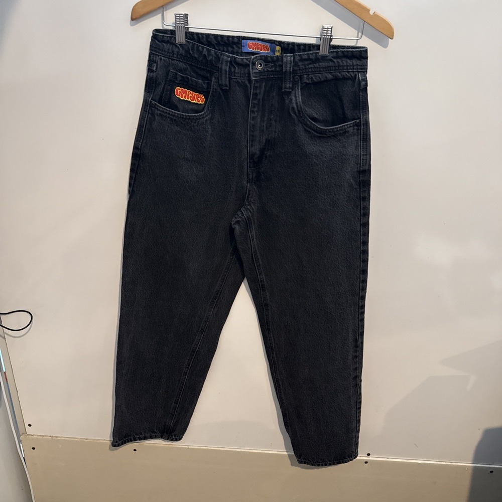 Empyre Relax Skate Logo Patch Denim Jeans Black Size 30 X 27.5